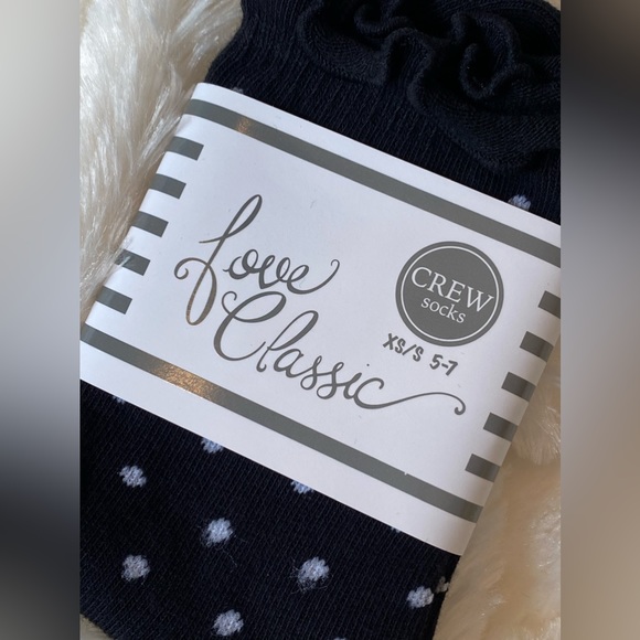 🌀FUN🔆SOCKS✳️Classic Crew Ruffle Trim Black & White Polka Dot 🌀 - Picture 10 of 11